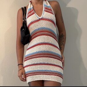 Striped Halter Knit Dress Size: Small